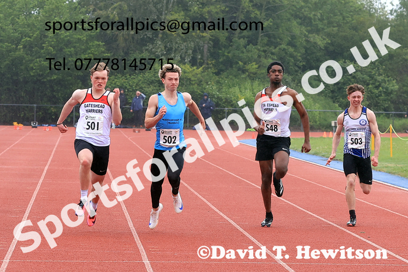 100 metres, 2026 North Eastern Track and Field Champs, Shildon, County Durham. Photo: David T. Hewitson/Sports for All Pics